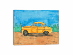 Cute Taxi Canvas Painting Art Print