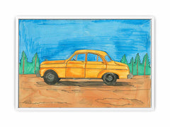 Cute Taxi Canvas Painting Art Print