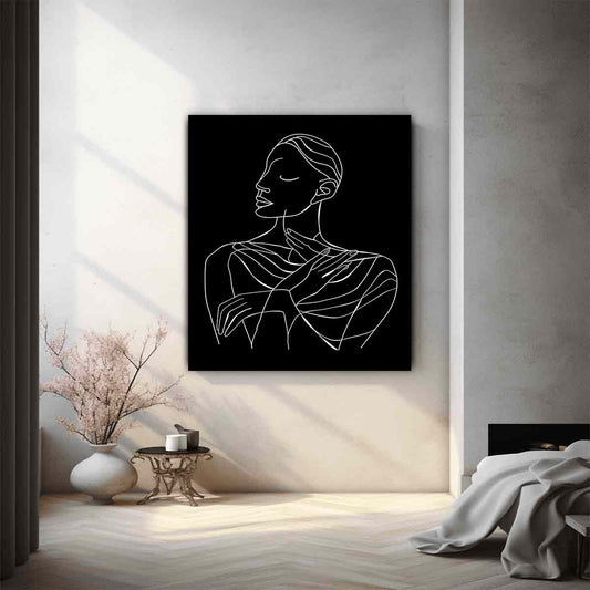 Thinking Of You Women Line art  Canvas Art Print