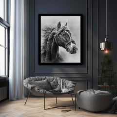 Lovely Horse  balck & white Canvas Painting