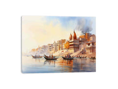 Varanasi Ganga Vintage Canvas Art Print