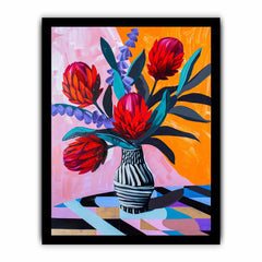 Waratah  Flower and Vase  Canvas Art Print