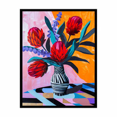 Waratah  Flower and Vase  Canvas Art Print
