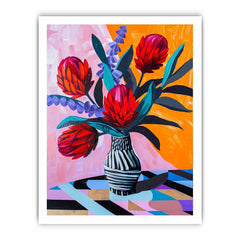 Waratah  Flower and Vase  Canvas Art Print