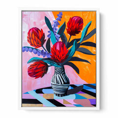 Waratah  Flower and Vase  Canvas Art Print