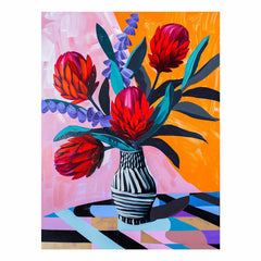 Waratah  Flower and Vase  Canvas Art Print