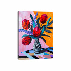 Waratah  Flower and Vase  Canvas Art Print