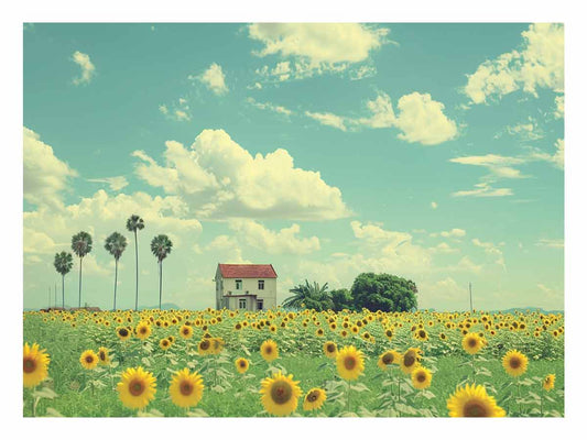 Isolated Home  Sunflower painting art