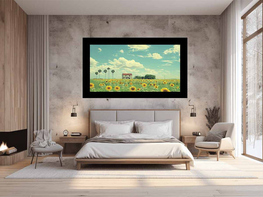 Isolated Home  Sunflower painting art
