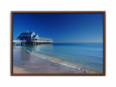 Blue Beach House  Jetty Canvas Art Print
