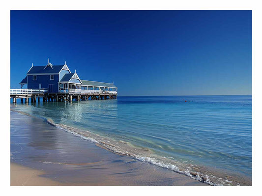 Blue Beach House  Jetty Canvas Art Print