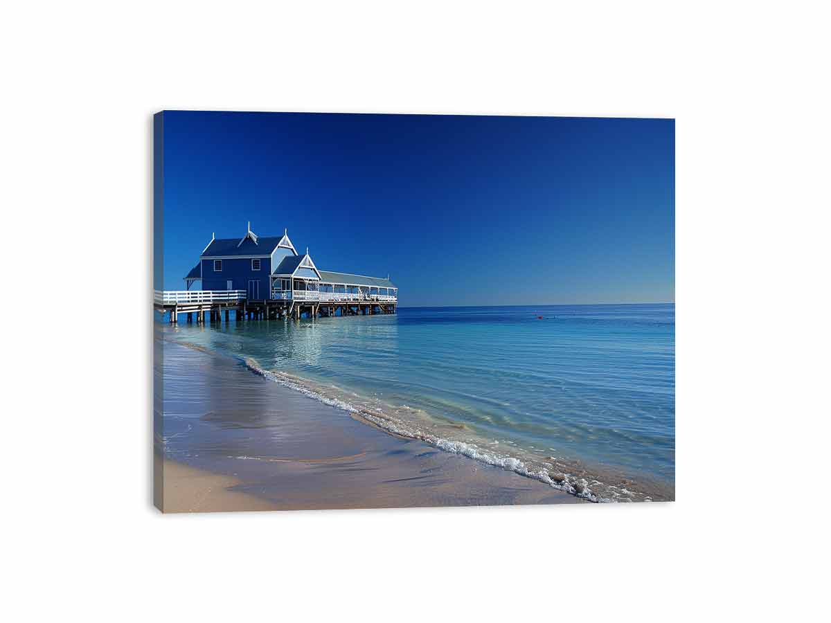 Blue Beach House  Jetty Canvas Art Print