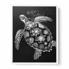 Turtle Black and white  Canvas Art Print