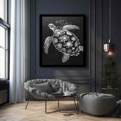 Turtle Black and white  Canvas Art Print