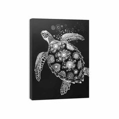 Turtle Black and white  Canvas Art Print