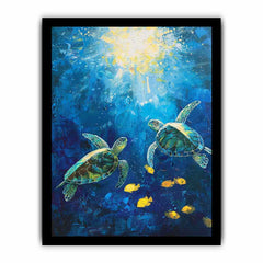 Underwater Turtle  Canvas Painting Art Print