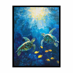 Underwater Turtle  Canvas Painting Art Print