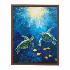 Underwater Turtle  Canvas Painting Art Print