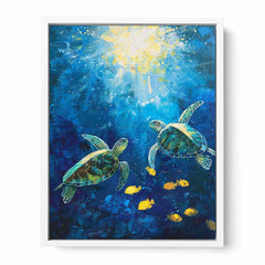 Underwater Turtle  Canvas Painting Art Print