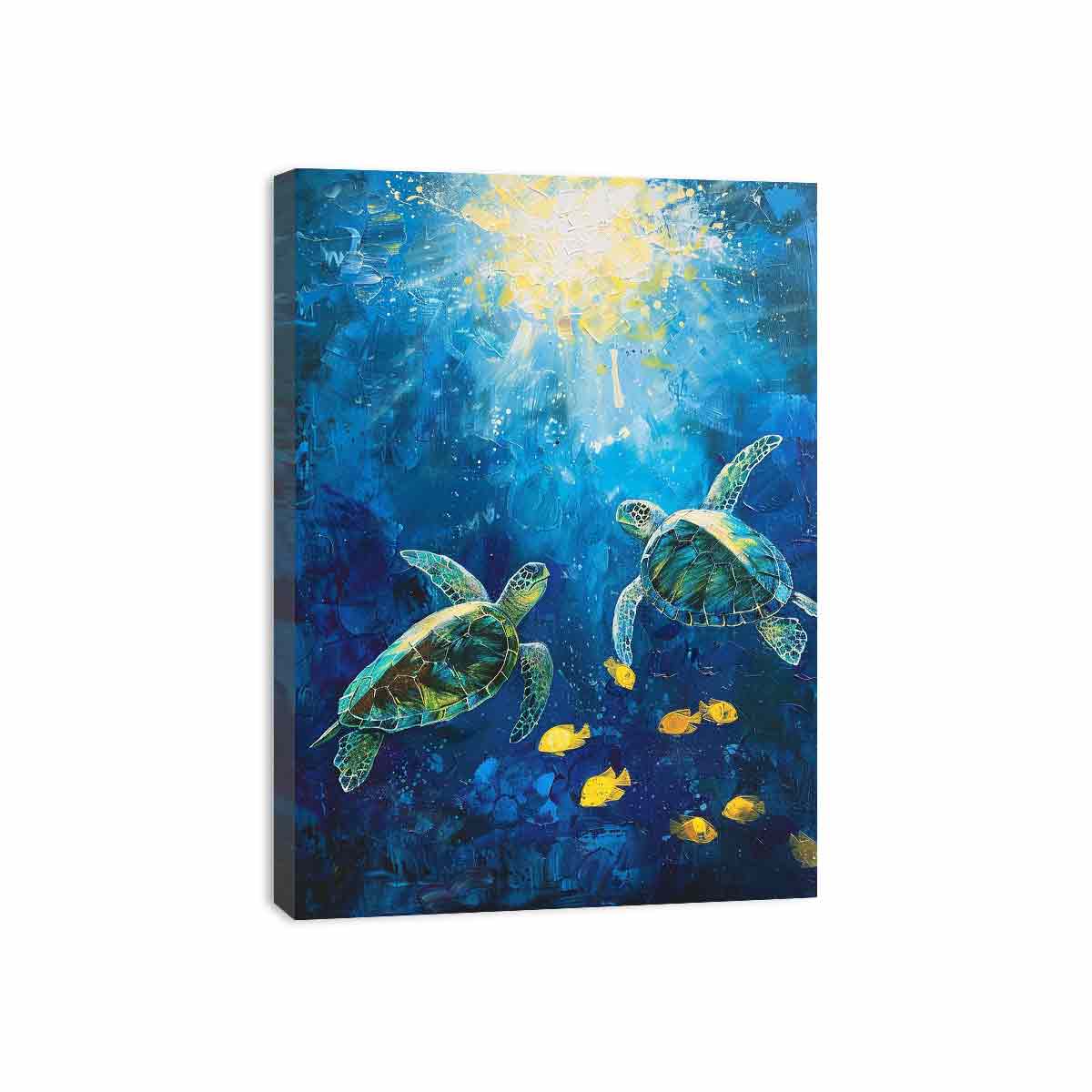 Underwater Turtle  Canvas Painting Art Print