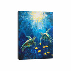 Underwater Turtle  Canvas Painting Art Print
