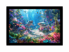 Underwater Sharks  Canvas Painting Art Print