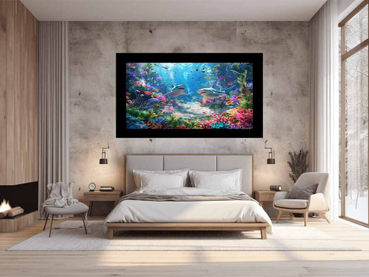 Underwater Sharks  Canvas Painting Art Print