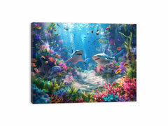 Underwater Sharks  Canvas Painting Art Print