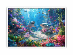 Underwater Sharks  Canvas Painting Art Print
