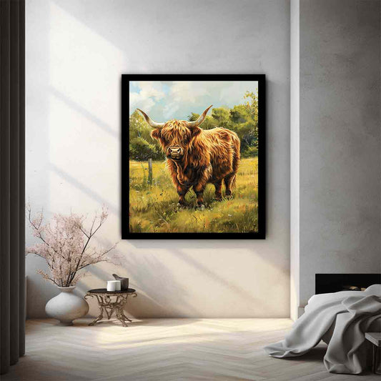Scottish Highland Cow Canvas Painting Art