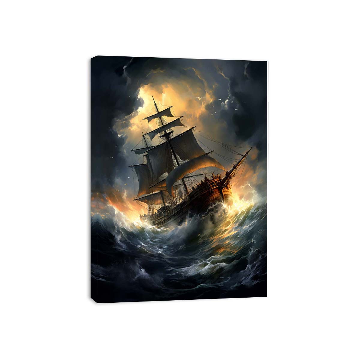 Ship In Storm  Canvas Painting Print