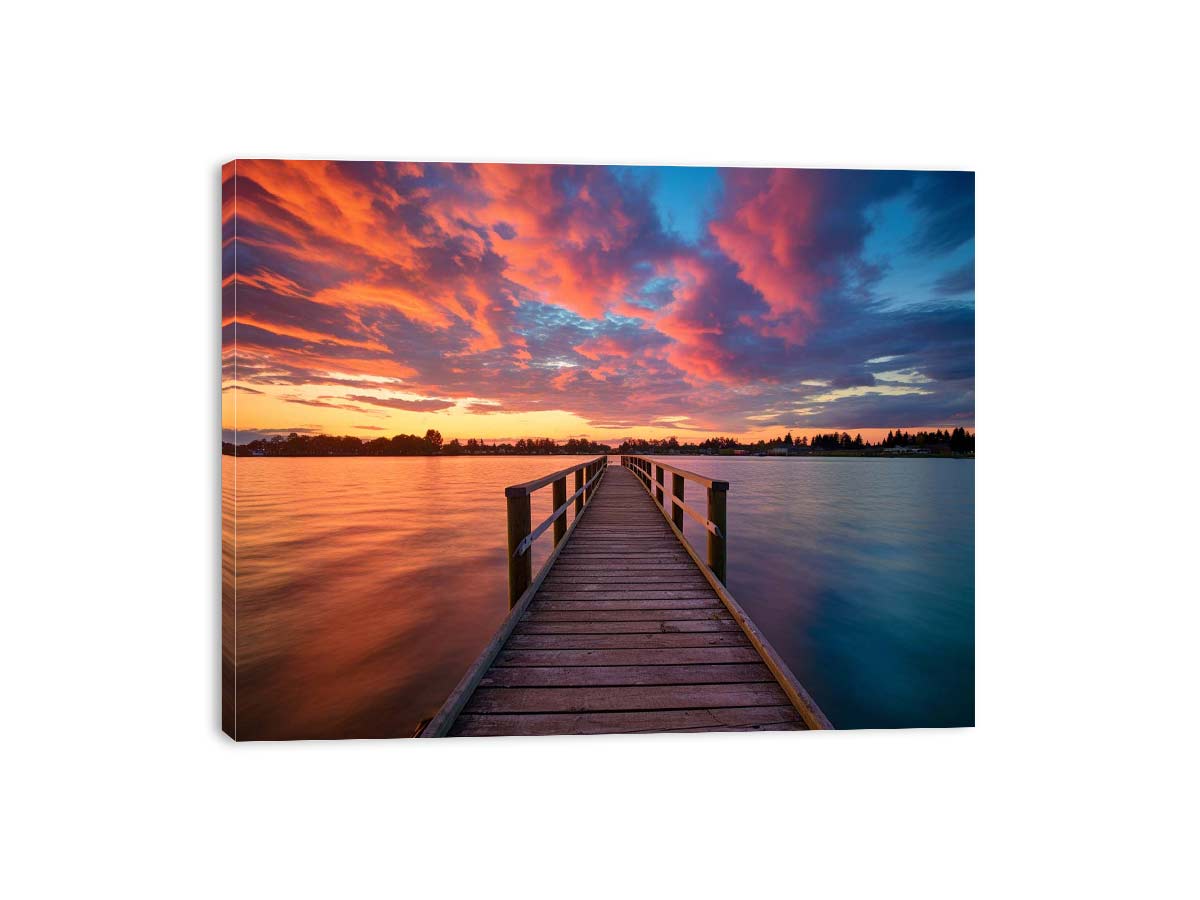 Jetty Sunset Art Canvas Art Print
