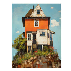 vinatge House Art Canvas Painitng Print Poster