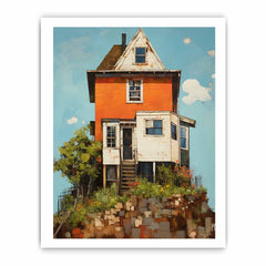 vinatge House Art Canvas Painitng Print Poster