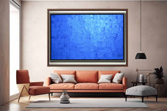 Blue Squares Painting on Canvas