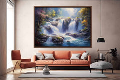 Waterfall  Painting Canvas Art Print