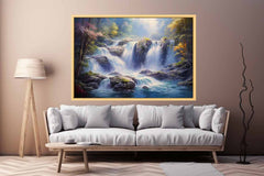 Waterfall  Painting Canvas Art Print