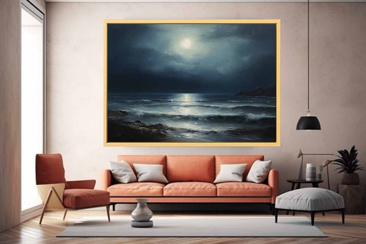 Moon & beach  Canvas painting & Art Print