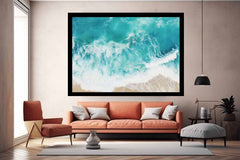 Teal Ocean Artwork Canvas Art Print