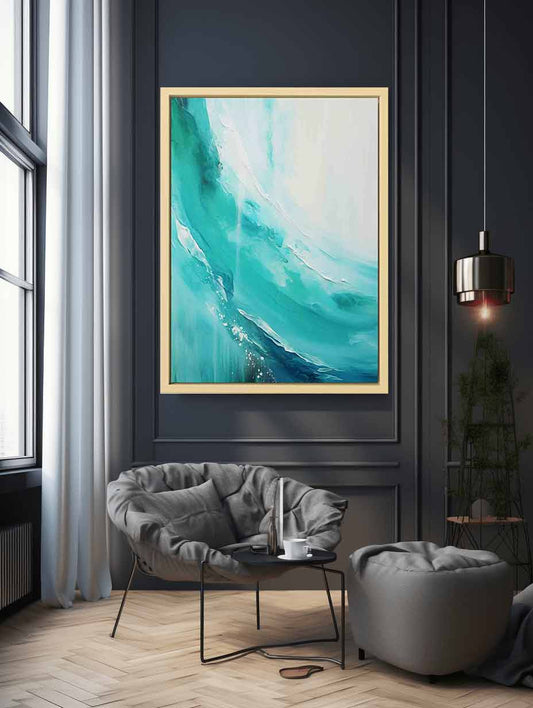 Teal  beach  waves Painting & Canvas Art Print
