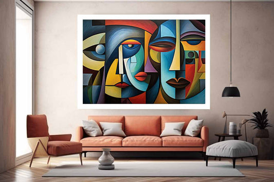 Cubism Owmen at breakfast table artwork