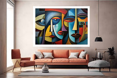 Cubism Owmen at breakfast table artwork
