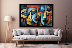 Cubism Owmen at breakfast table artwork
