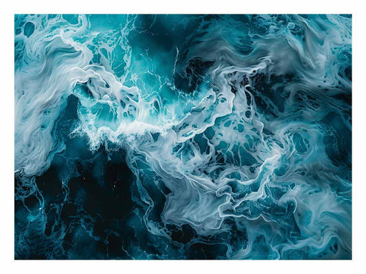 Teal Waves Canvas Painitng Print