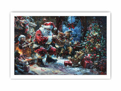 Playful Santa Christmas painitng Canvas Art Print