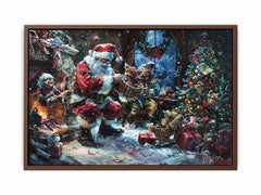 Playful Santa Christmas painitng Canvas Art Print