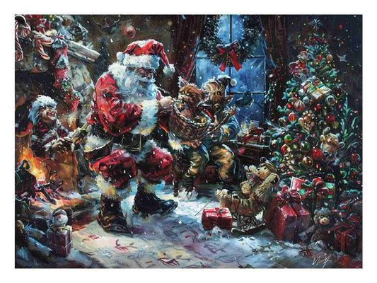 Playful Santa Christmas painitng Canvas Art Print