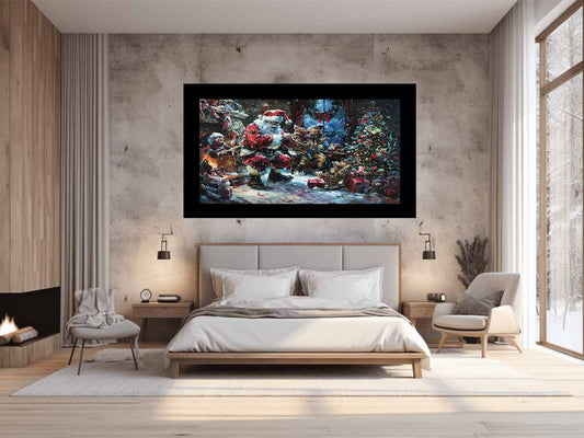 Playful Santa Christmas painitng Canvas Art Print