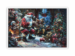 Playful Santa Christmas painitng Canvas Art Print