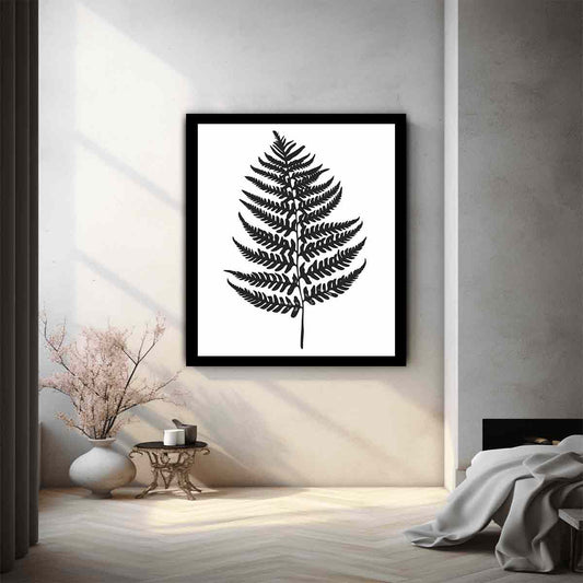 Fern Leaf  black & white Canvas Art Print